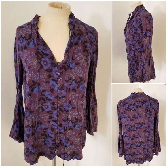 Free People Tunic Sz XS Magic Mystery Split V Neck Multicolor Mini Dress - Picture 2 of 7